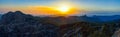 Beautiful sunset with the Roque Nublo peak on Gran Canaria island, Spain Royalty Free Stock Photo