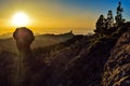 Beautiful sunset with the Roque Nublo peak on Gran Canaria island, Spain Royalty Free Stock Photo