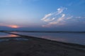 Beautiful sunset at salt pan Royalty Free Stock Photo