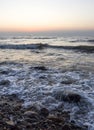 Beautiful sunset on the sandy beach of the Baltic Sea in Lietva, Klaipeda