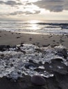 Beautiful sunset on the sandy beach of the Baltic Sea in Lietva, Klaipeda