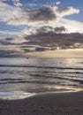 Beautiful sunset on the sandy beach of the Baltic Sea in Lietva, Klaipeda