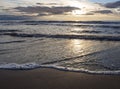 Beautiful sunset on the sandy beach of the Baltic Sea in Lietva, Klaipeda