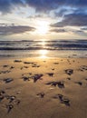 Beautiful sunset on the sandy beach of the Baltic Sea in Lietva, Klaipeda