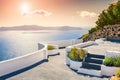 Beautiful sunset on Santorini island, Greece. Royalty Free Stock Photo