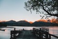 Beautiful sunset scene at the lake. Kinloch, New Zealand Royalty Free Stock Photo