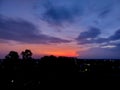 Beautiful sunset scenery, colorful sky, silhouette of trees, night sky, nature photography, natural background, city wallpaper Royalty Free Stock Photo