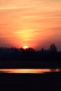 Beautiful sunset scenery near the lake. Latvia, Vidzeme.