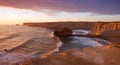 Beautiful sunset scenery at rocky cliffs Costa Vicentina, west algarve portugal Royalty Free Stock Photo