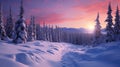 beautiful sunset scenery in winter, wallpaper design Royalty Free Stock Photo