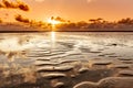 Beautiful sunset at the sea with clouds and water reflection Royalty Free Stock Photo