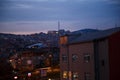 Beautiful sunset on the sea of Marmara. sunset view and residential buildings of Istanbul