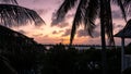 Sunset silhouette of tropical vacation homes in the florida keys