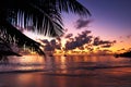 Beautiful sunset at Seychelles beach Royalty Free Stock Photo