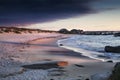 Beautiful sunset shadows coastline in Meneham, Brittany, France Royalty Free Stock Photo