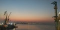 Beautiful Sunset shipyard offshore sea Royalty Free Stock Photo