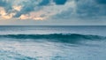 Beautiful sunset shoreline at tropical sandy beach in Oahu island