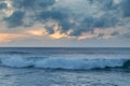 Beautiful sunset shoreline at tropical sandy beach in Oahu island Royalty Free Stock Photo