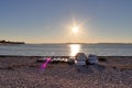 Beautiful sunset shots taken at the beach of Laboe in Germany on s sunny summer day Royalty Free Stock Photo