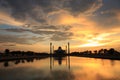 Beautiful sunset with silhouette mosque