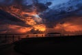 Beautiful sunset with silhouette tourist at Tanjung aru Beach, Kota Kinabalu, Sabah., Borneo