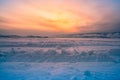 Beautiful after sunset sky at Baikal lake winter season Royalty Free Stock Photo