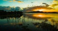 Beautiful sunset sky at bang pra water reservoir lake chonburi t
