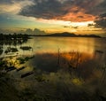 Beautiful sunset sky at bangpra water reservoir chonburi eastern of thailand