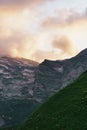 Beautiful sunset sky with clouds over the mountain range Royalty Free Stock Photo