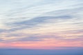 Beautiful sunset sky with clouds over the winter snow-covered tundra in the Arctic Royalty Free Stock Photo