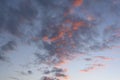 Beautiful sunset sky and dark clouds with dramatic light, Twilight sky background, Bright orange sky and light of the sun in Royalty Free Stock Photo