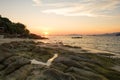 Beautiful sunset with sky over calm sea in tropical lipe island ,satun Thailand Royalty Free Stock Photo