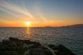 Beautiful sunset with sky over calm sea in tropical lipe island ,satun Thailand Royalty Free Stock Photo