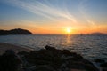 Beautiful sunset with sky over calm sea in tropical lipe island ,satun Thailand Royalty Free Stock Photo