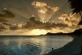 Beautiful sunset sky over French Polynesia island in the South Pacific. Royalty Free Stock Photo