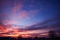 beautiful sunset sky with pink clouds over forest for abstract background Royalty Free Stock Photo