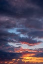 Beautiful sunset sky with thunderstorm clouds. Royalty Free Stock Photo