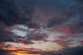 Beautiful sunset sky with thunderstorm clouds. Royalty Free Stock Photo