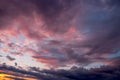 Beautiful sunset sky with thunderstorm clouds. Royalty Free Stock Photo