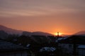 Beautiful sunset sky wallpaper. Early morning beautiful sunrise sky. Fire red-orange clouds sky background Royalty Free Stock Photo