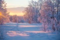 Beautiful sunset at the small Norwegian town Roros. Church in the evening sun. Royalty Free Stock Photo