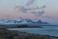 Beautiful sunset. Snow desert winter landscape in Northern Europe. iceland Royalty Free Stock Photo