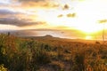 Beautiful sunset on south coastal road, Maui, Hawaii Royalty Free Stock Photo