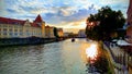 Beautiful sunset on the Spree river in Berlin