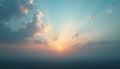 Sunset Sky with Clouds and Sun Rays Nature Background Royalty Free Stock Photo