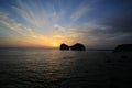 Beautiful sunset with sunlit of Engetsu Island in japan