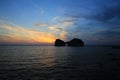 Beautiful sunset with sunlit of Engetsu Island in japan