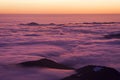 Beautiful sunset or sunrise above the clouds