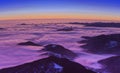 Beautiful sunset or sunrise above the clouds. Royalty Free Stock Photo