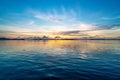 Beautiful sunset or sunrise with dramatic sky clouds over calm sea in tropical phuket island Amazing nature view and light of Royalty Free Stock Photo